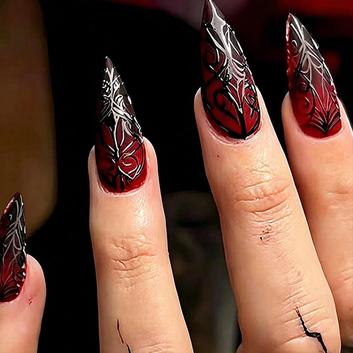 Artificial Nail Set with Elegant Floral Design Bowlift