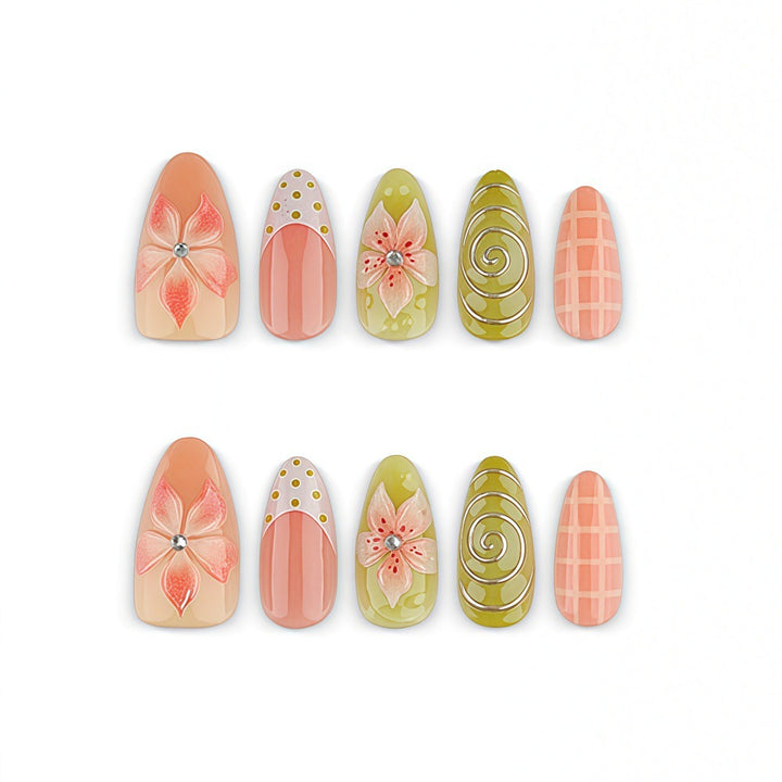 Artificial Nails in Floral Flower Design Bowlift