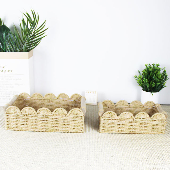 Scalloped Woven Storage Basket Bowlift