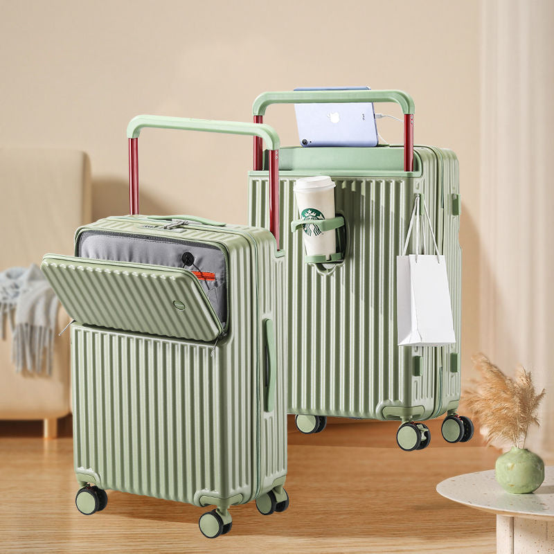 Unisex Multi-Compartment Rolling Hard-Shell Luggage with Integrated Charging Port Bowlift