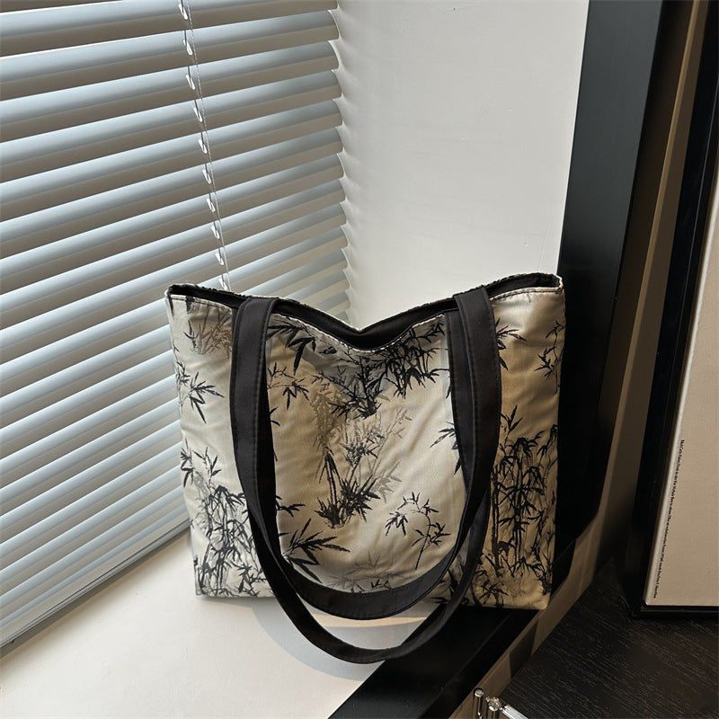 Stylish Bamboo Print Tote Bag Bowlift