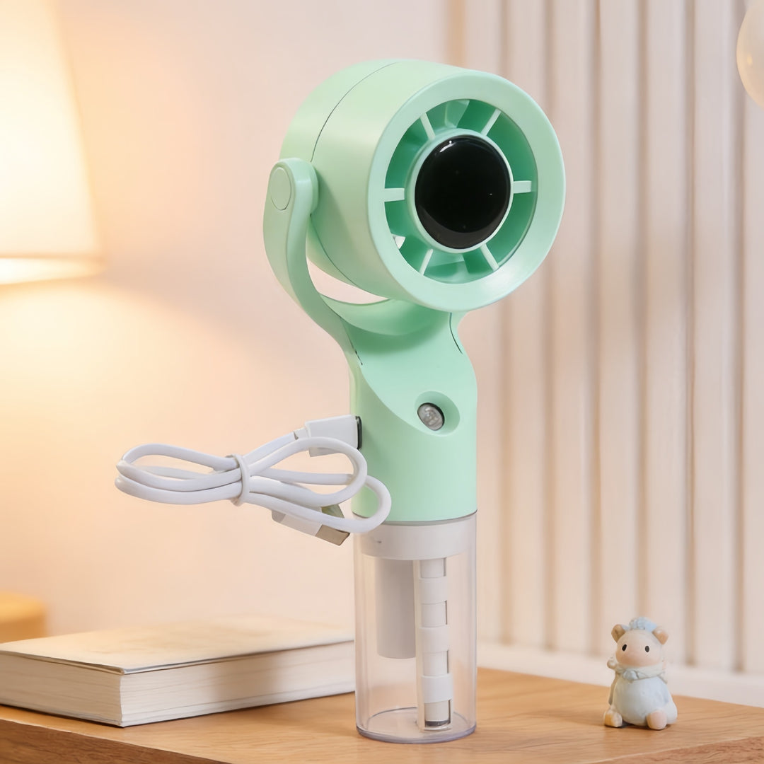 Women's Portable Spray Hand Fan with USB Charging Function and Ergonomic Design Bowlift