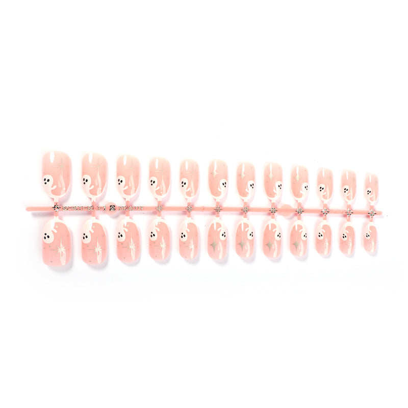 Whimsical Press-On Nail Art Set with Ghost Designs Bowlift