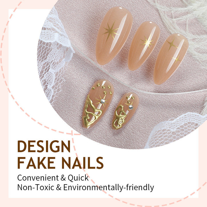Creative nail set with elegant gold embellishments and sparkling accents Bowlift
