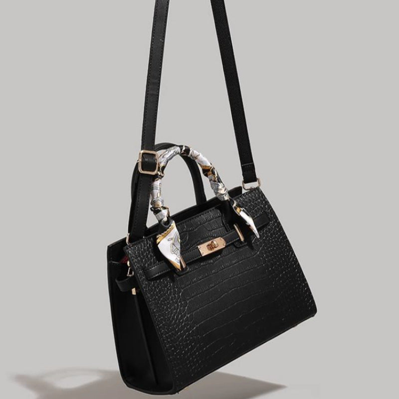 Chic Crocodile-Embossed Handbag Bowlift