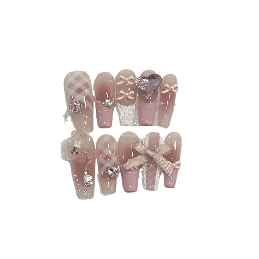 Artisan Floral Embellished Press-On Nail Set Bowlift
