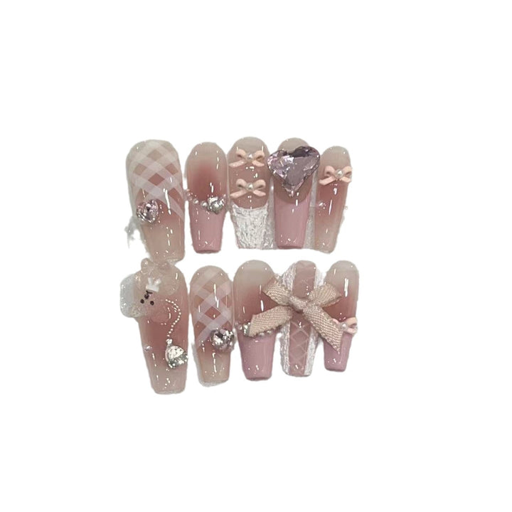 Artisan Floral Embellished Press-On Nail Set Bowlift