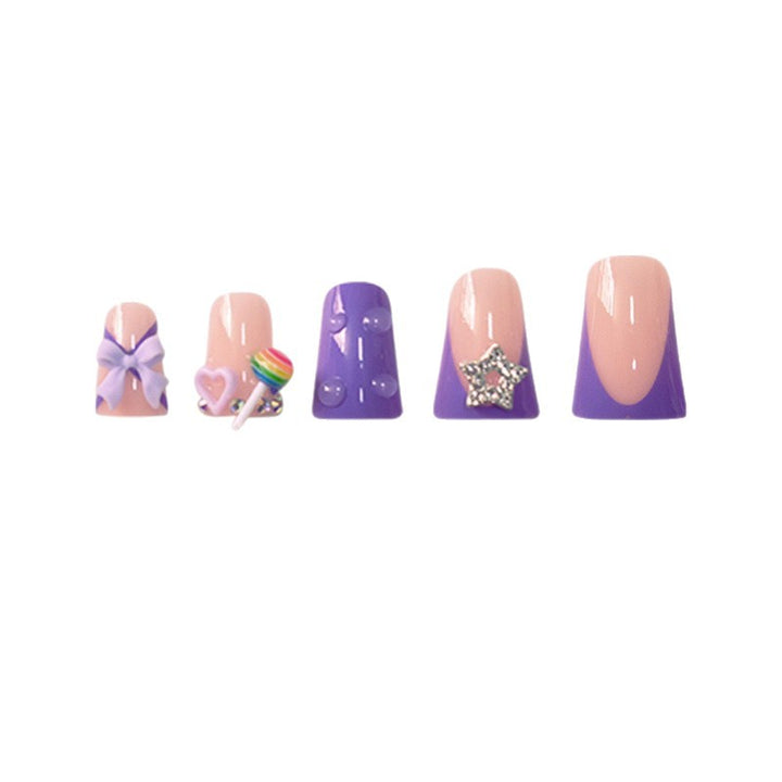 Playful Glittery Press-On Nail Art Set Bowlift