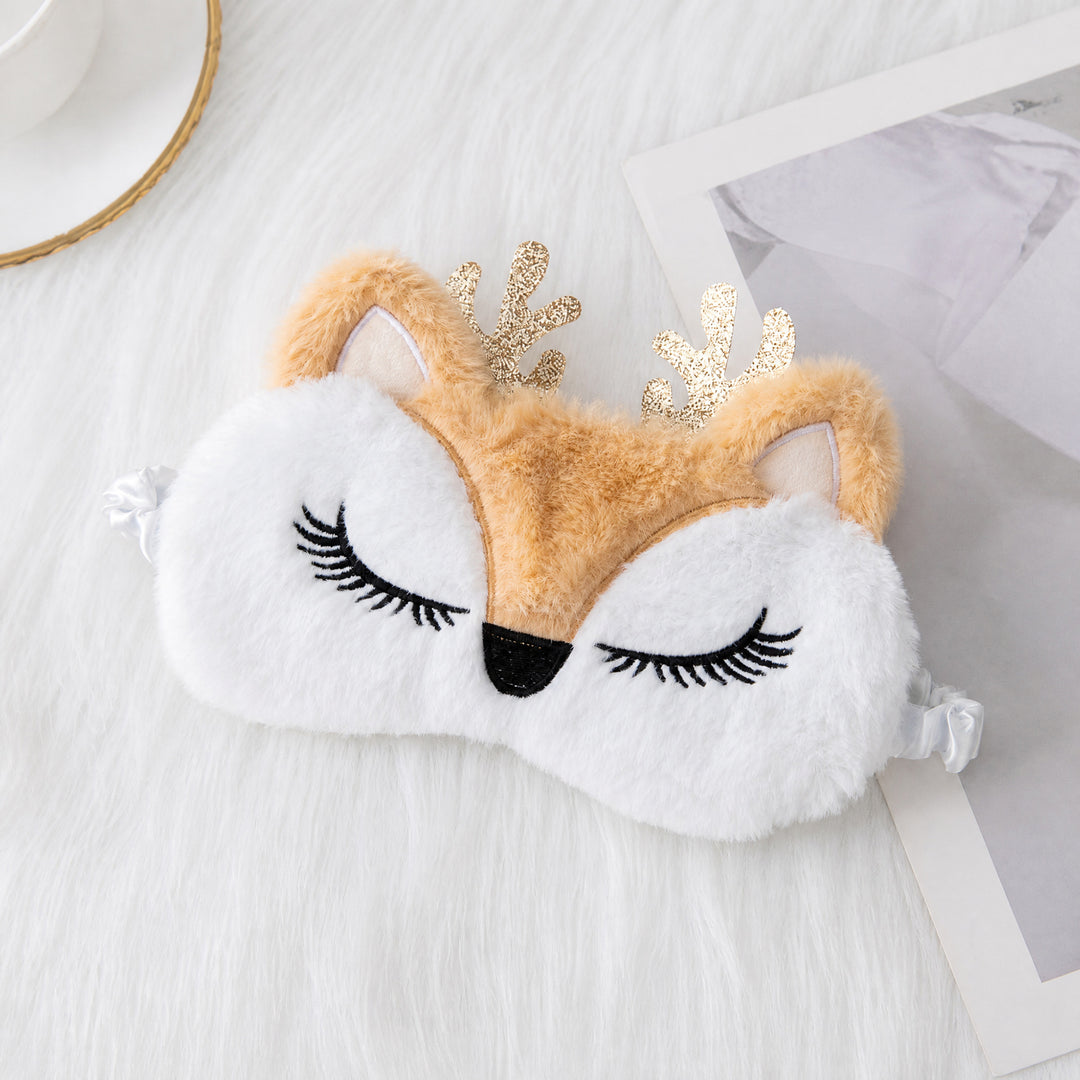 Ladies nan cozy unicorn sleep mask with embroidered eyelashes, soft plush and elastic ruffled ribbon Bowlift