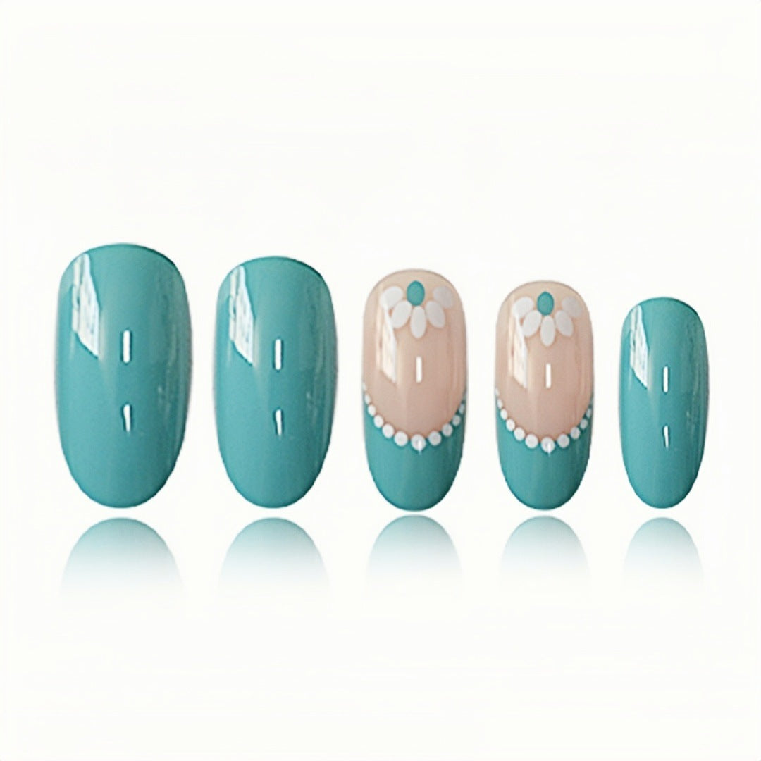 Decorative Floral Gel Press-On Nails Bowlift