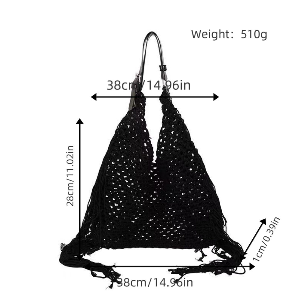 Structured beach bag with fringe details Bowlift