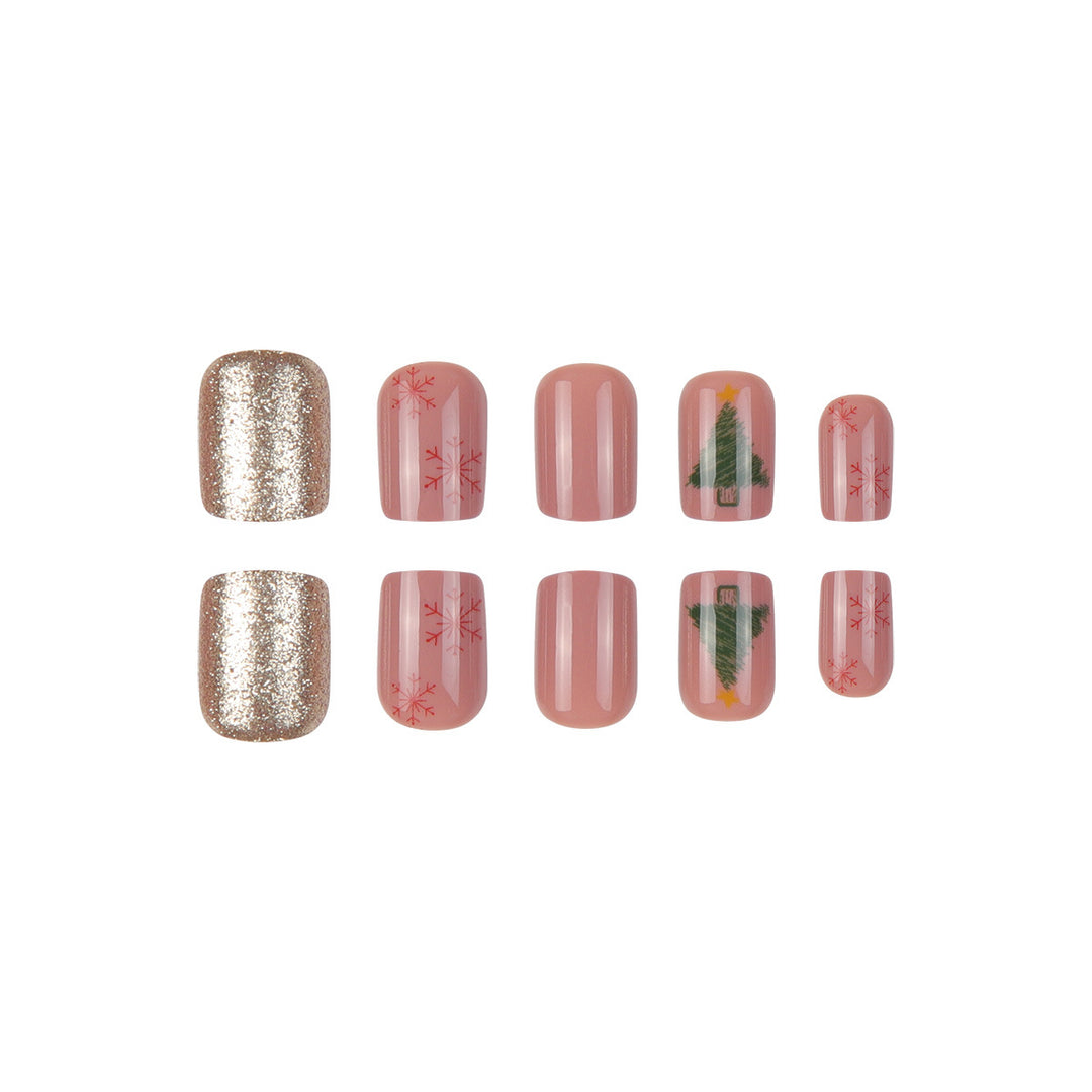 Festive Holiday-Themed Press-On Nail Art Bowlift