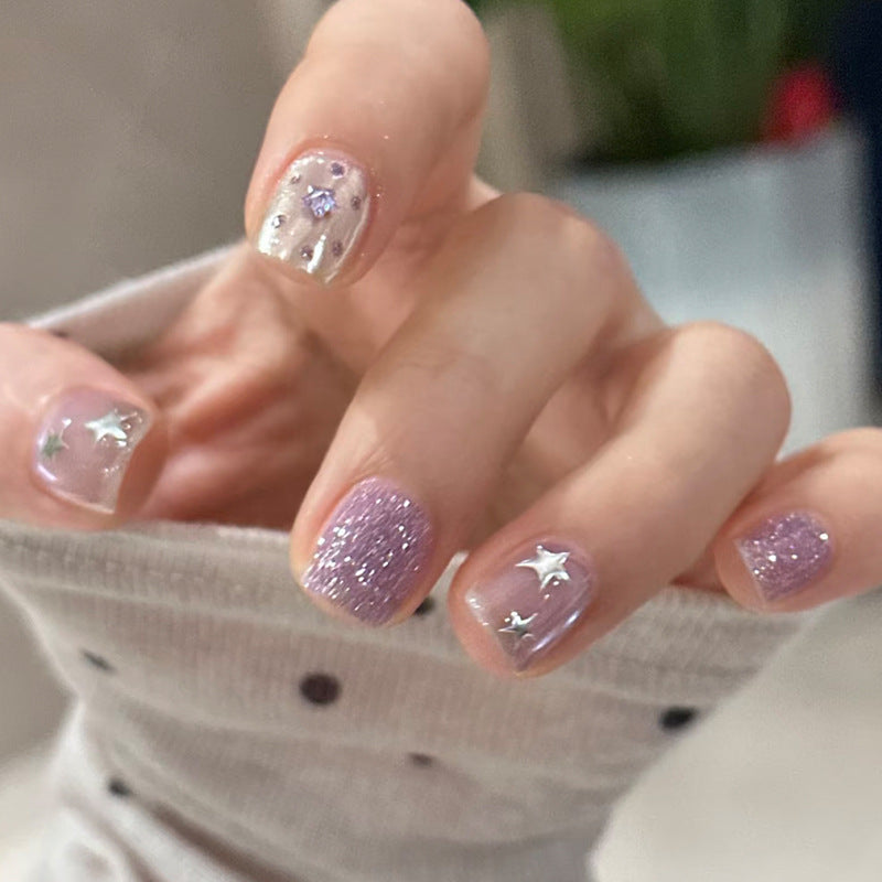 Glittery Star-Embellished Press-On Nails Bowlift