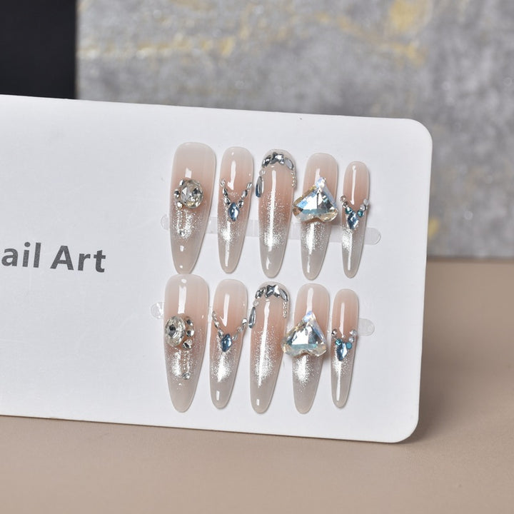 Elegant Crystal-Accented Press-On Nail Extensions Bowlift