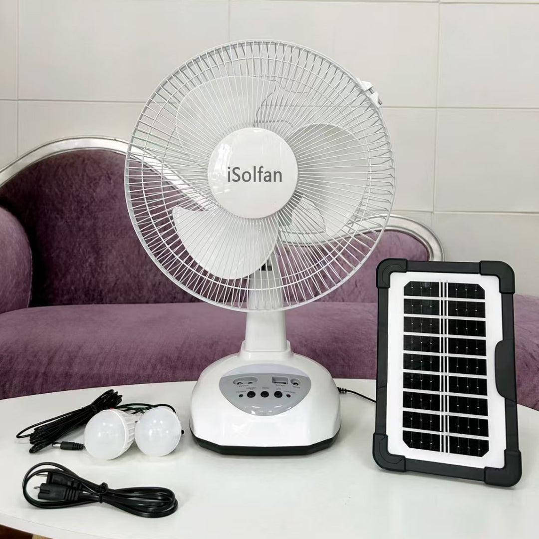 Women's portable solar-powered fan with integrated LED lighting Bowlift