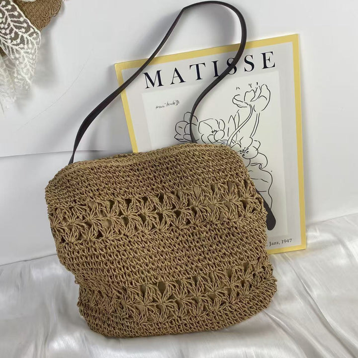 Woven Material Handbag with Adjustable Shoulder Strap Bowlift