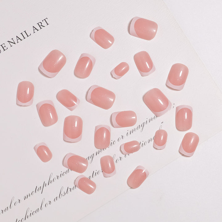 Glossy French Tip Press-On Nails Set Bowlift