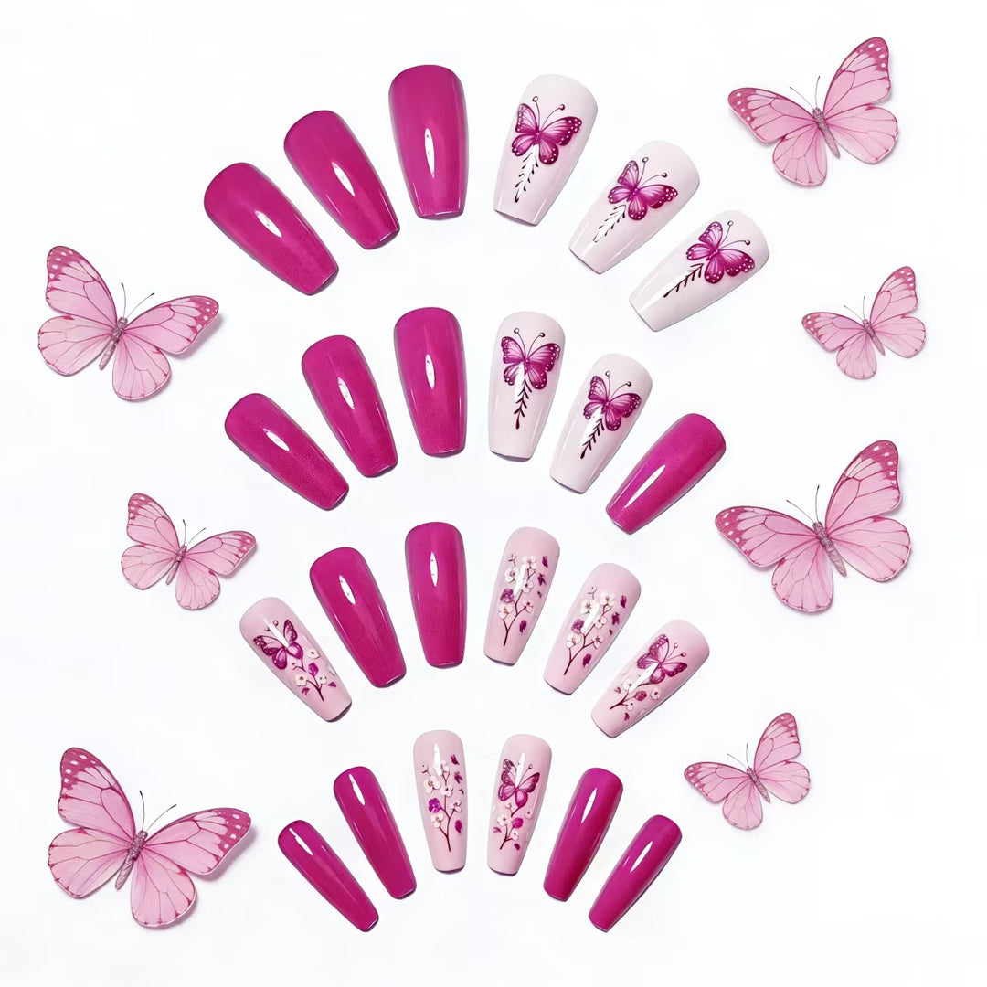 Glittering artificial nails with butterfly motif Bowlift