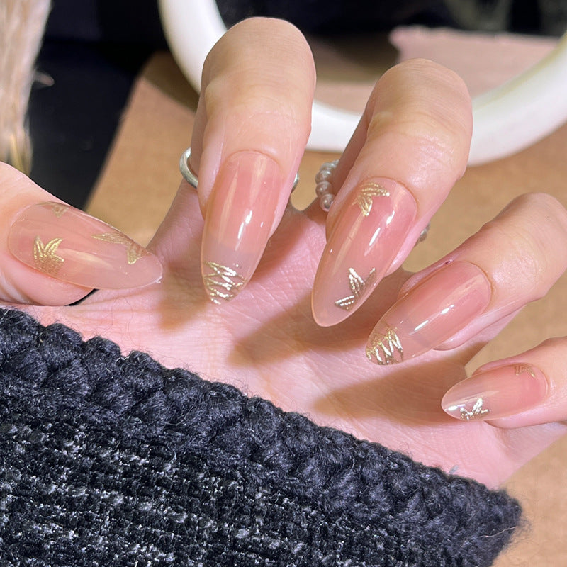 Glamorous Press-On Nail Set with Decorative Gemstone Accents Bowlift
