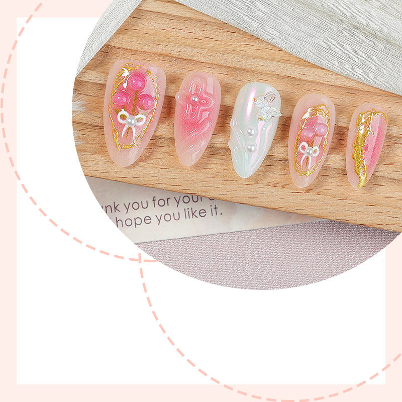 Art nail set with sparkling flowers and decadent accents Bowlift