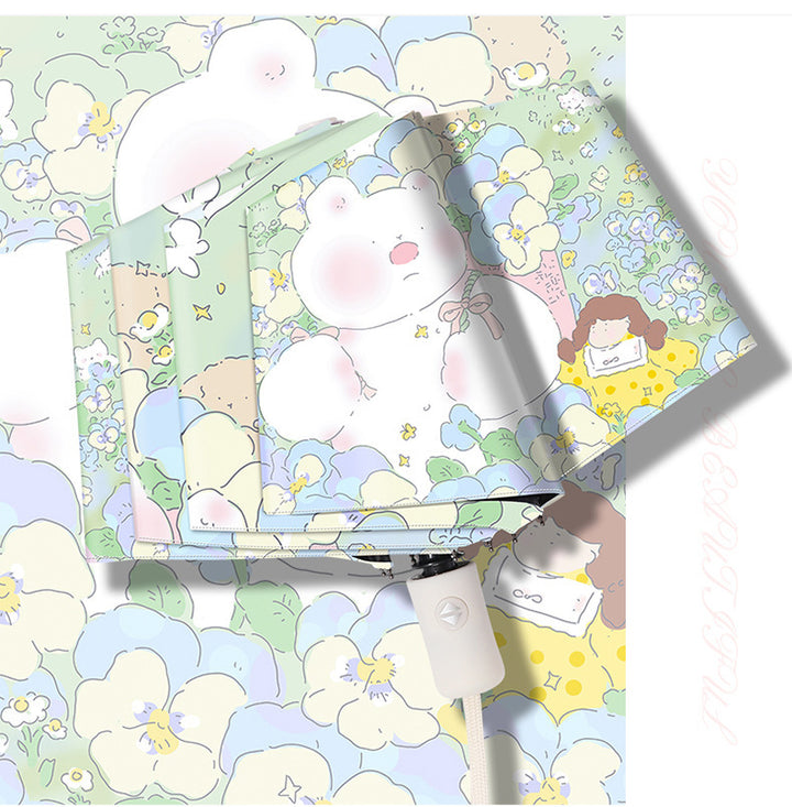 Women's Designer Umbrella with Playful Floral Pattern Bowlift
