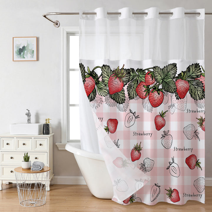 Strawberry-Themed Shower Curtain Bowlift