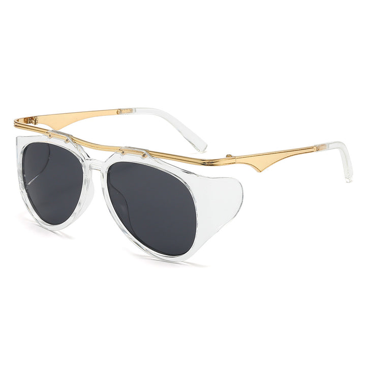 Ladies Fashion Sport Sunglasses with Oversized Frame and Golden Accents Bowlift