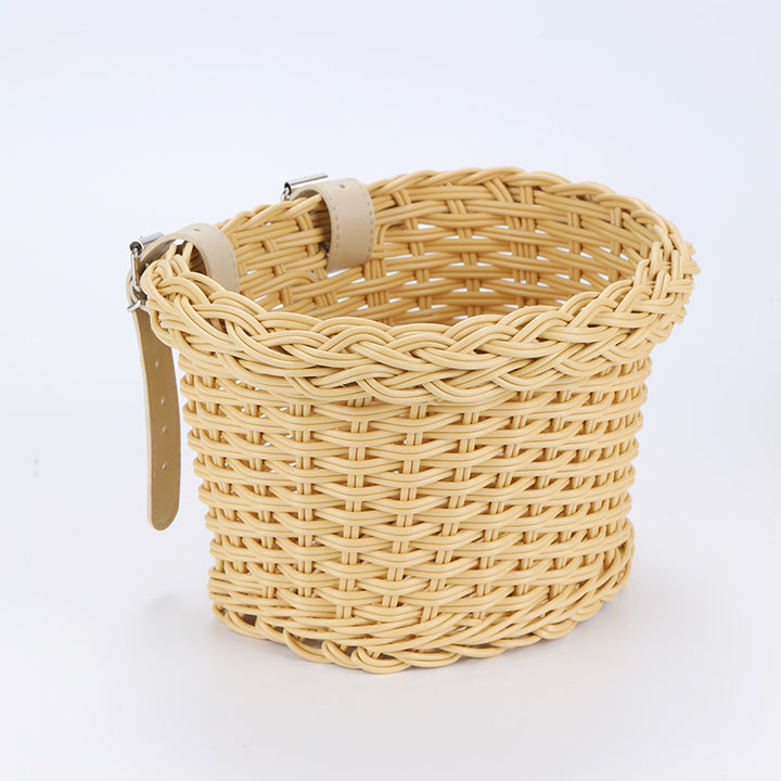 Woven Storage Basket with Vegan Leather Handles Bowlift