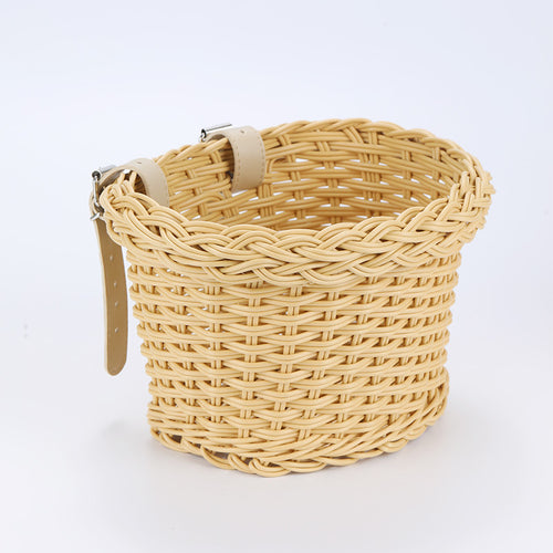 Woven Storage Basket with Vegan Leather Handles Bowlift