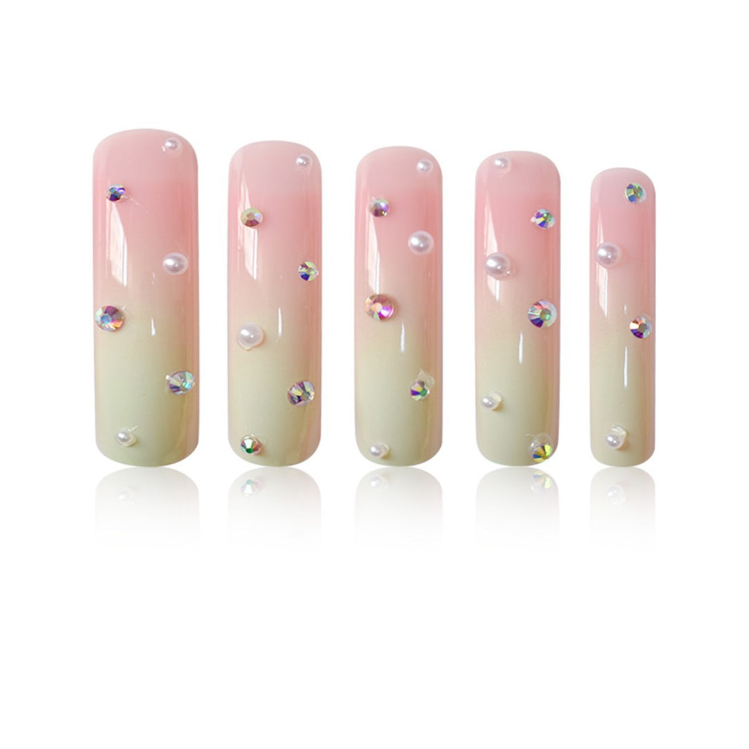 Decorative Long Press-On Nails with Gem Accents Bowlift
