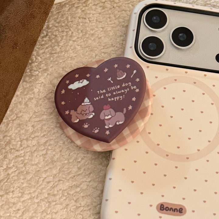 Heart-shaped cosmetic box with cute dog design Bowlift