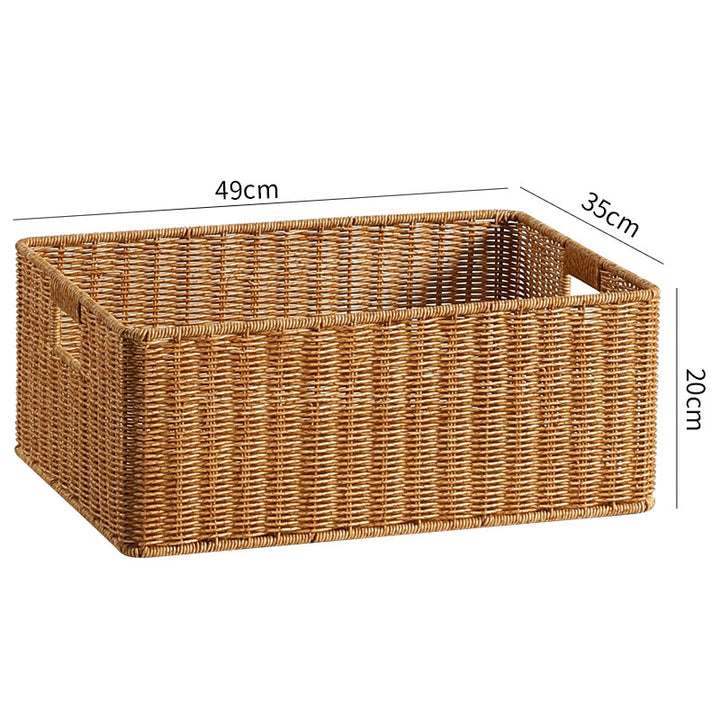 Handwoven Rectangular Storage Basket with Cut-Out Handles Bowlift