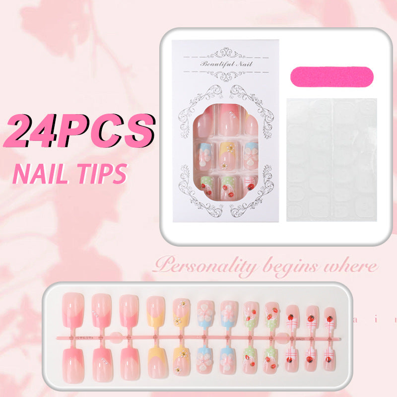 Floral Art Press-On Nail Design Bowlift