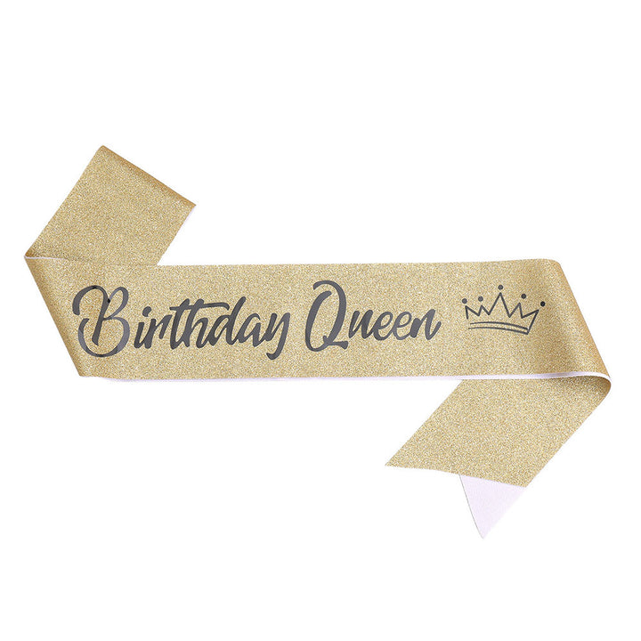 Women's festive birthday sash with glitter Bowlift