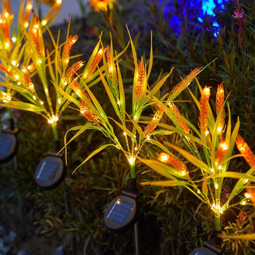 Solar Ornamental Grass Stake Lights With Warm White LED Accents Bowlift