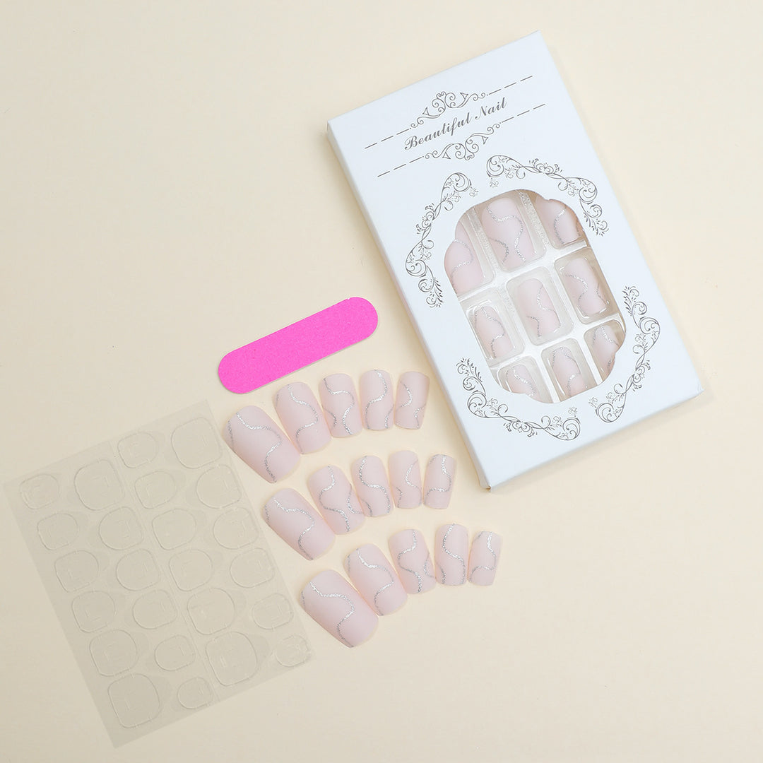 Nail art set with elegant glitter contour design Bowlift