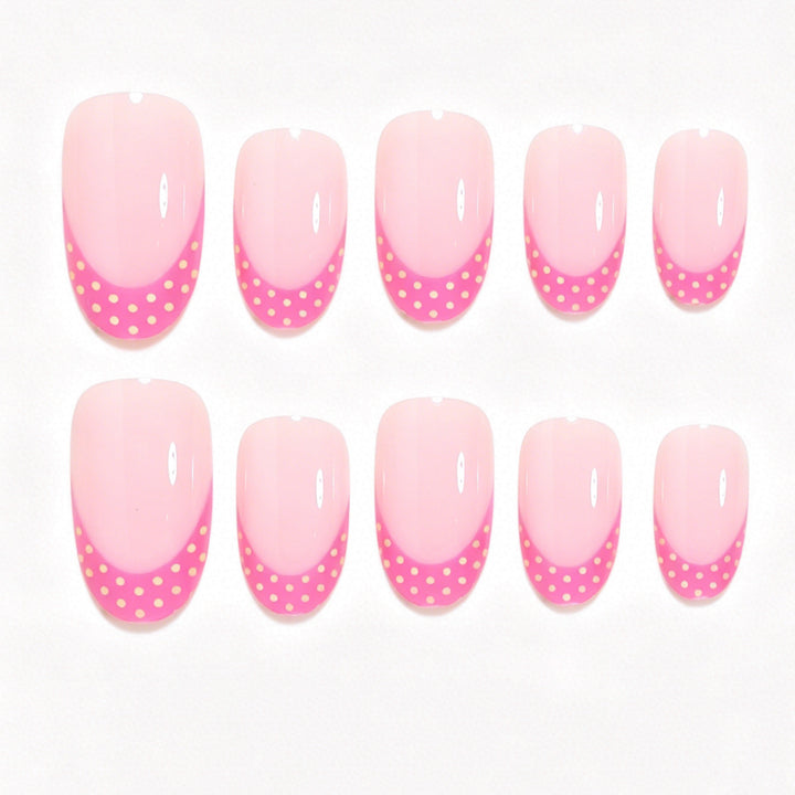Artistic Polka Dot French Tip Nail Set Bowlift