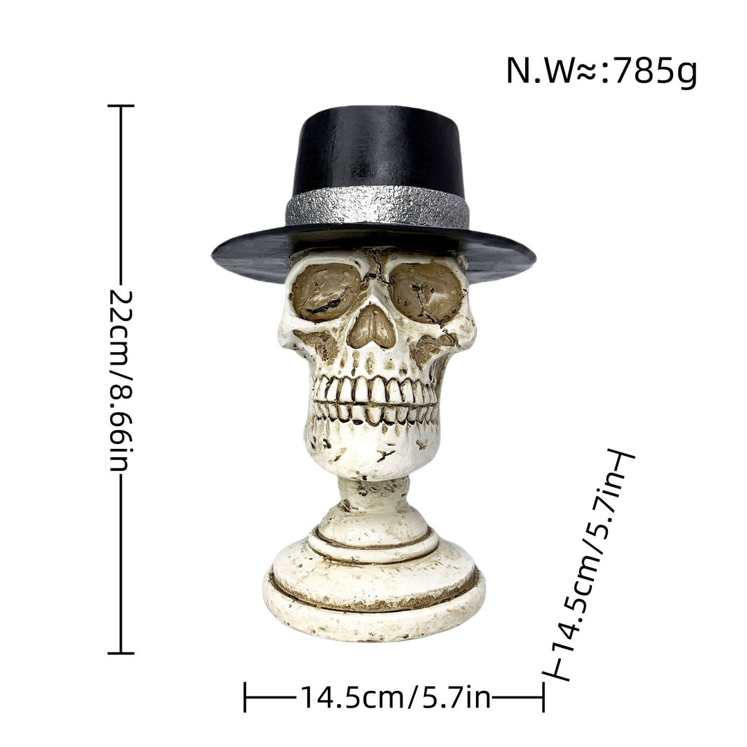 Stylish skeleton figure with top hat and black rose Bowlift