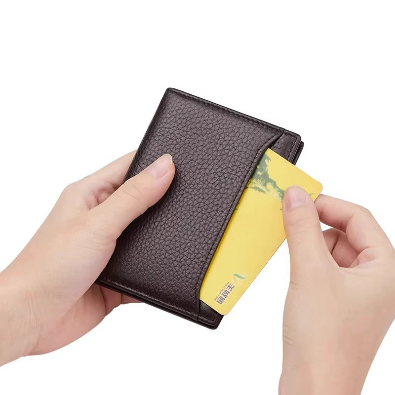 Textured Leather Card Holder Wallet Bowlift