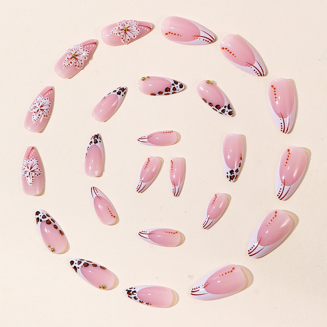 Artistic Floral Acrylic Nail Art Bowlift