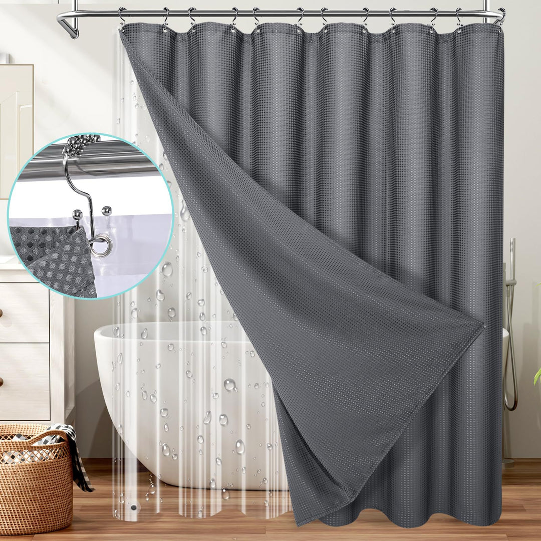 Textured Waterproof Shower Curtain Bowlift