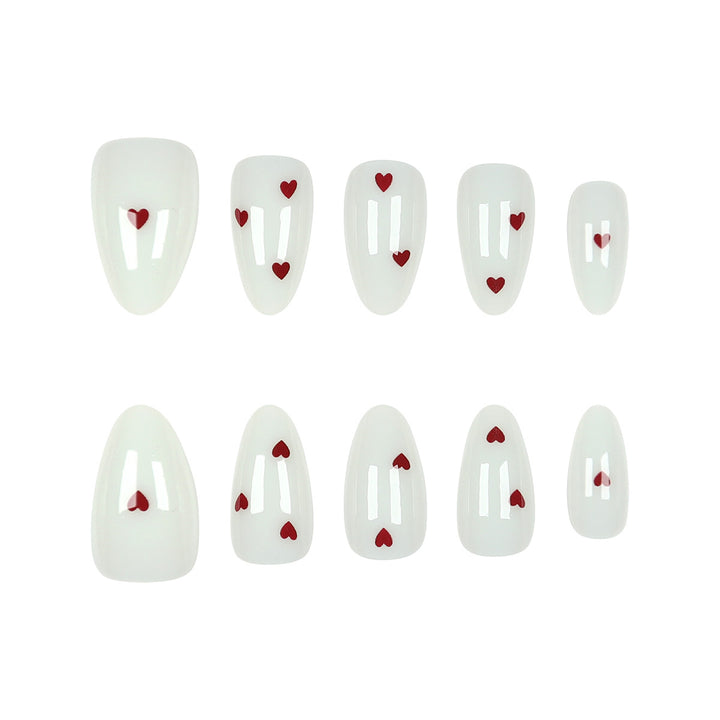 Heart-Embellished Press-On Nails Bowlift