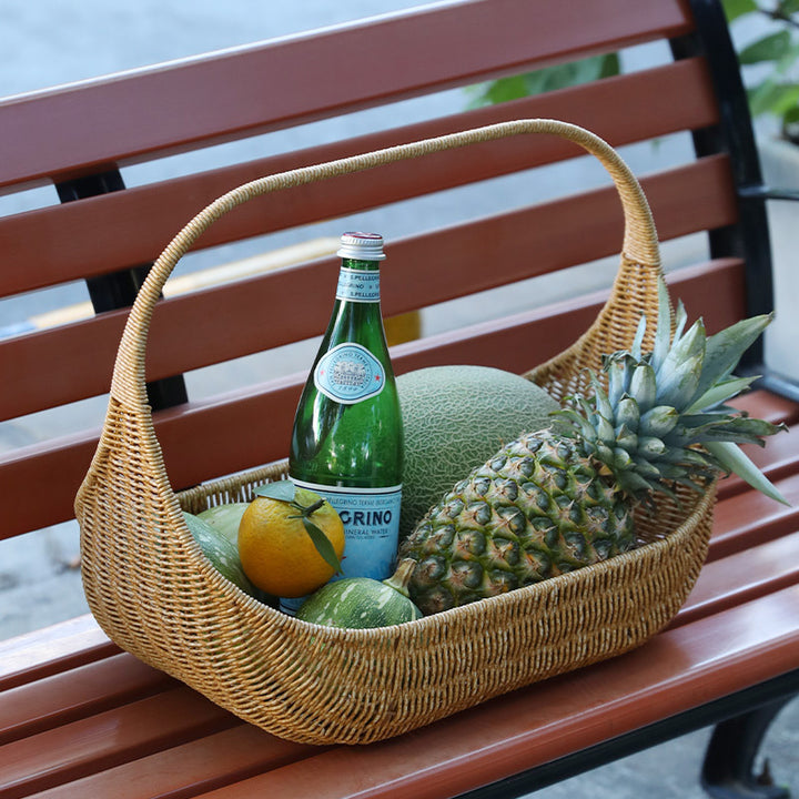 Handcrafted Curved Woven Storage Basket Bowlift