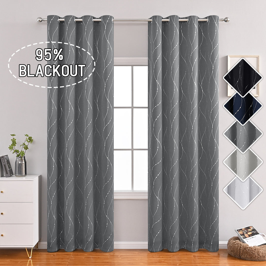 Blackout Wave Pattern Window Curtains