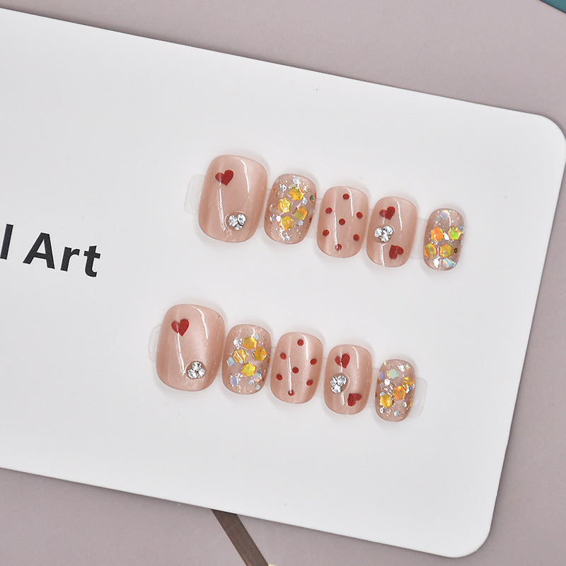 Artistic Heart-Themed Press-On Nail Set Bowlift