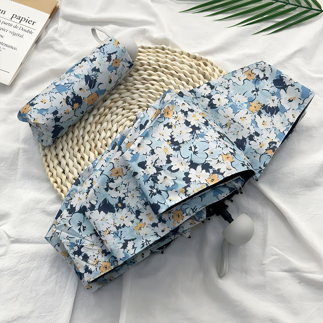 Ladies Folding Umbrella with Elegant Floral Pattern Bowlift
