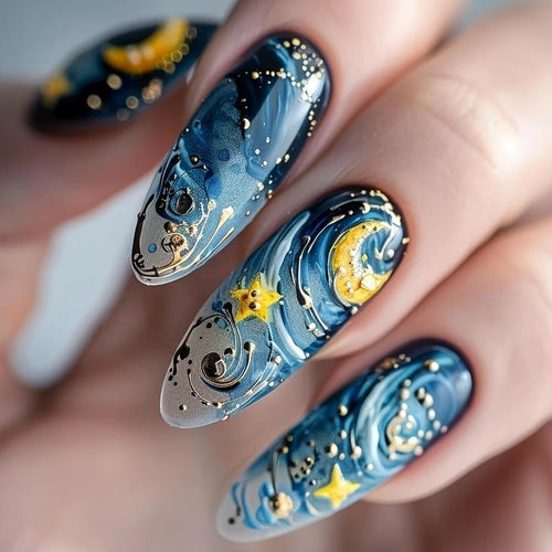 Creative art nails in star and moon design Bowlift