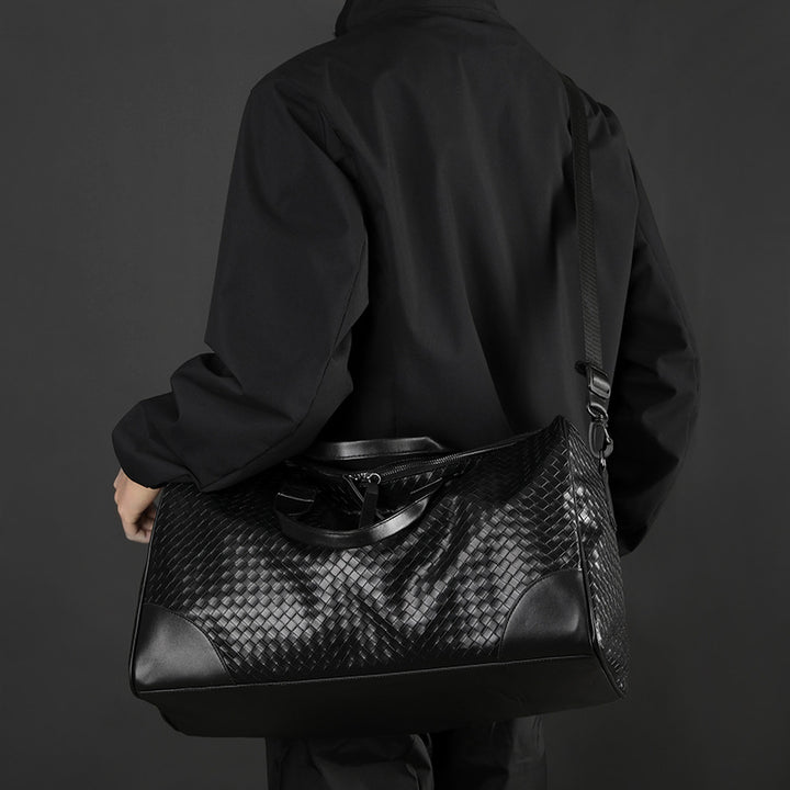 Luxury Woven Leather Weekend Duffle Bag Bowlift