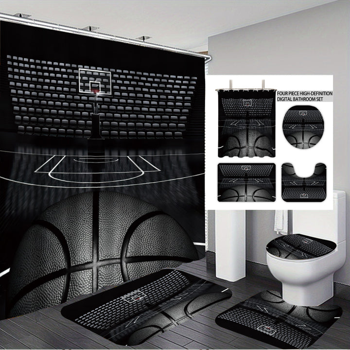 High-Definition Basketball-Themed Bathroom Décor Set Bowlift