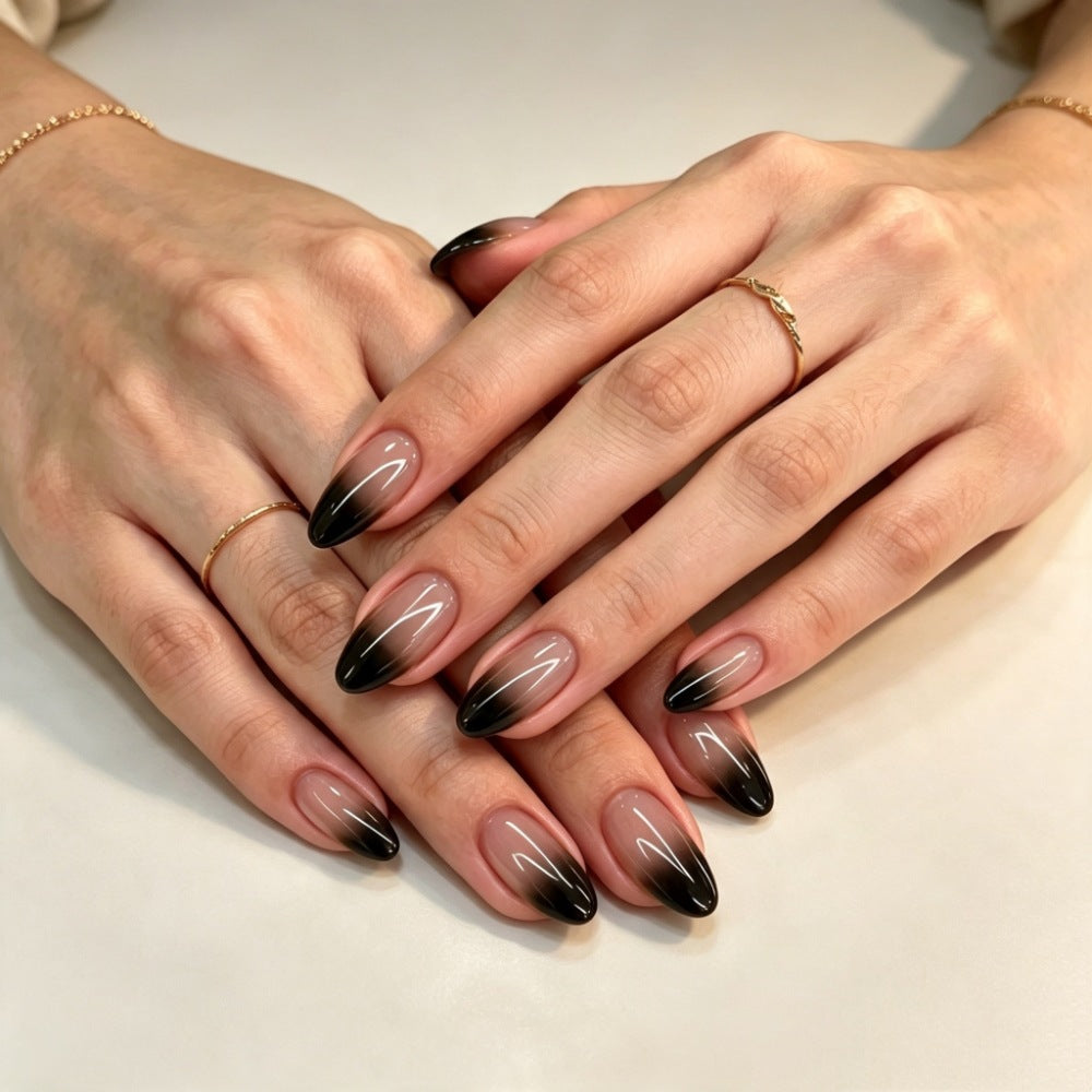 Elegant artificial nails with high-gloss finish and ombre effect Bowlift